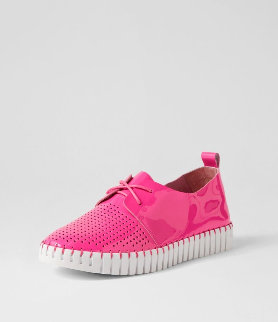 Shoes DJANGO & JULIETTE | Huston Hot Pink White Patent Leather Sneakers