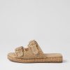 Shoes DJANGO & JULIETTE | Souji Coffee Woven Synthetic Raffia Slides