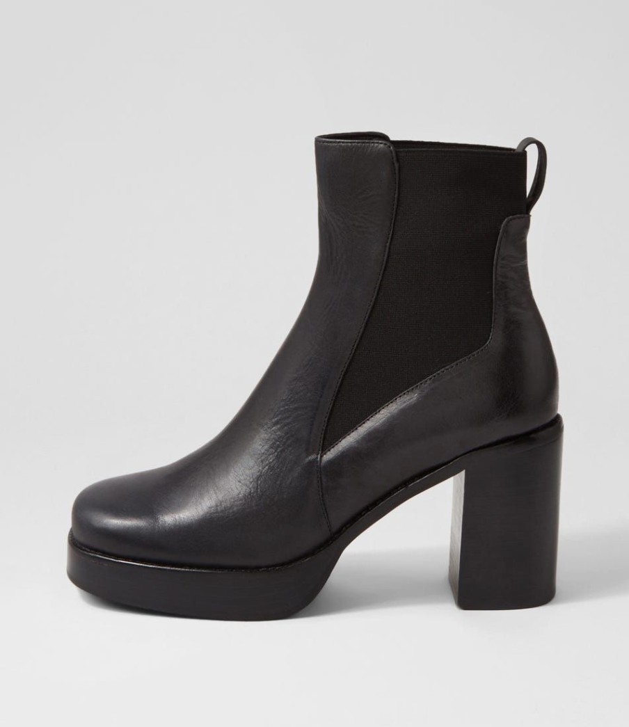 Shoes TOP END | Darriya Black Leather Elastic Chelsea Boots