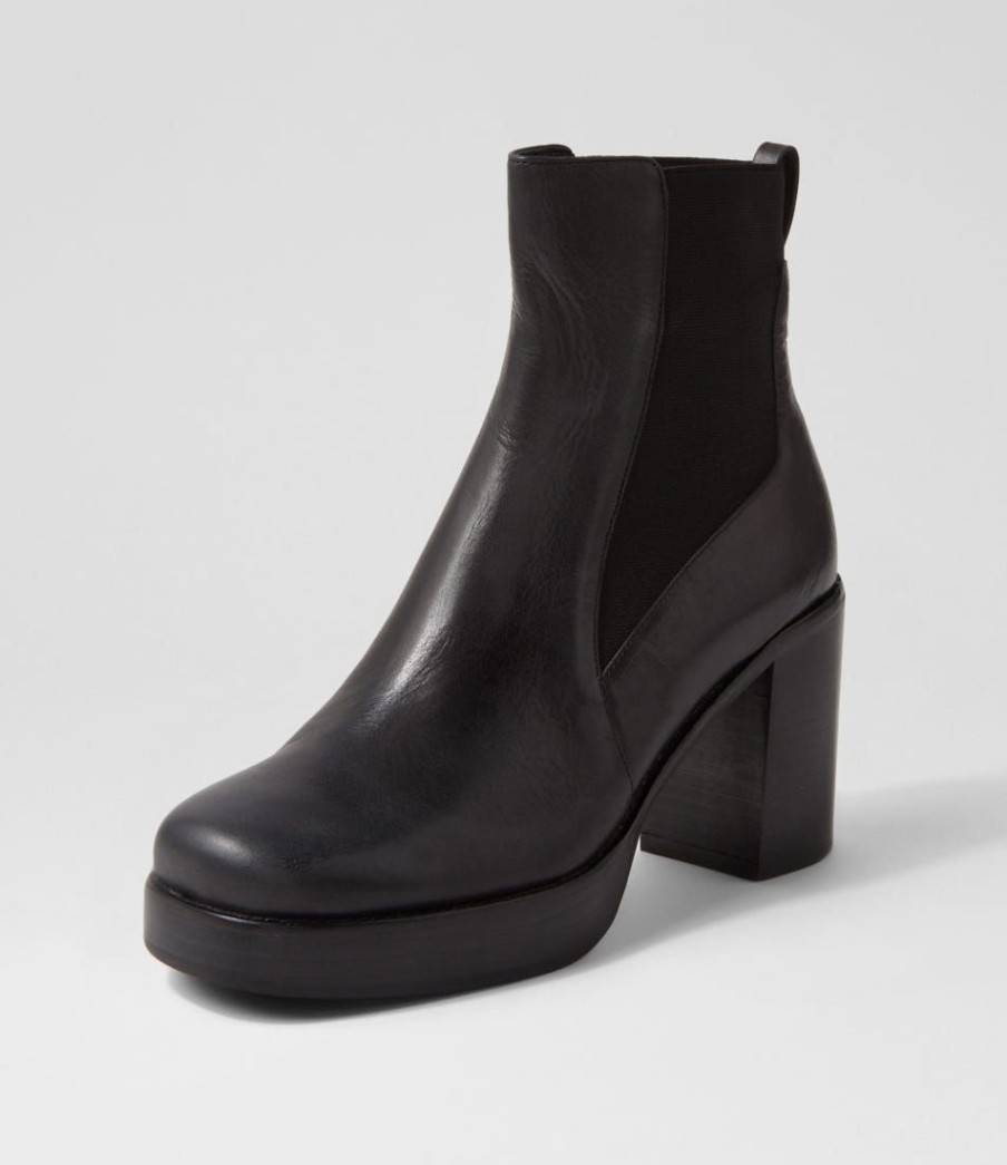 Shoes TOP END | Darriya Black Leather Elastic Chelsea Boots