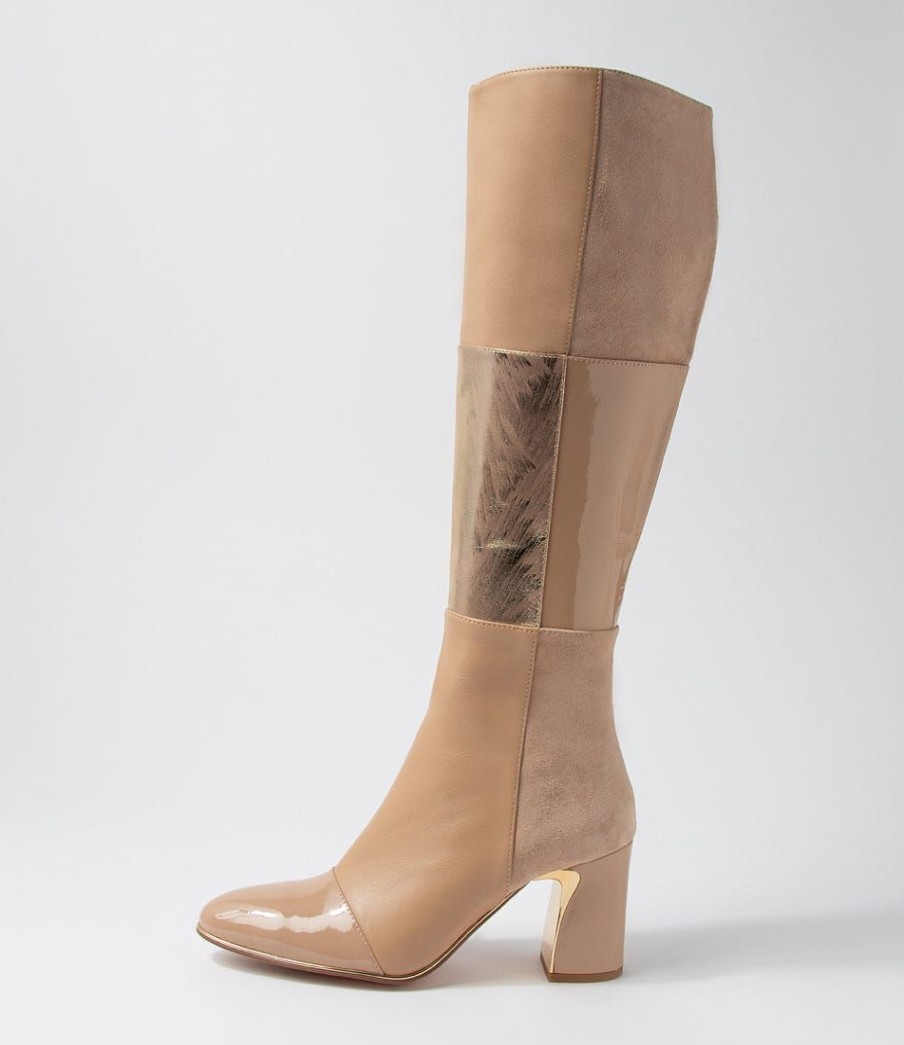 Shoes DJANGO & JULIETTE | Kenry Camel Mix Knee High Boots