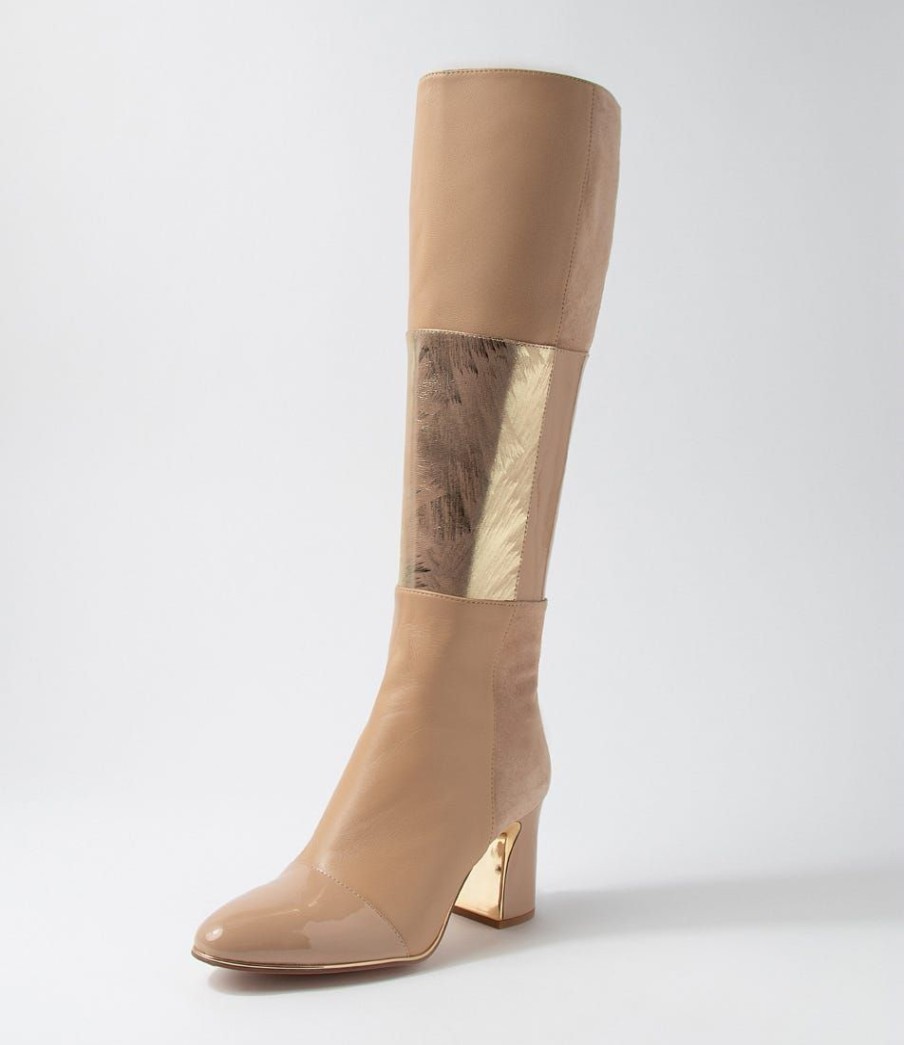 Shoes DJANGO & JULIETTE | Kenry Camel Mix Knee High Boots