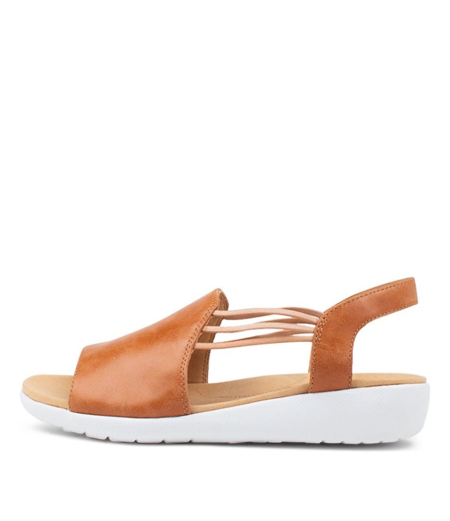 Shoes ZIERA | Udhays W Tan Leather Elastic Sandals