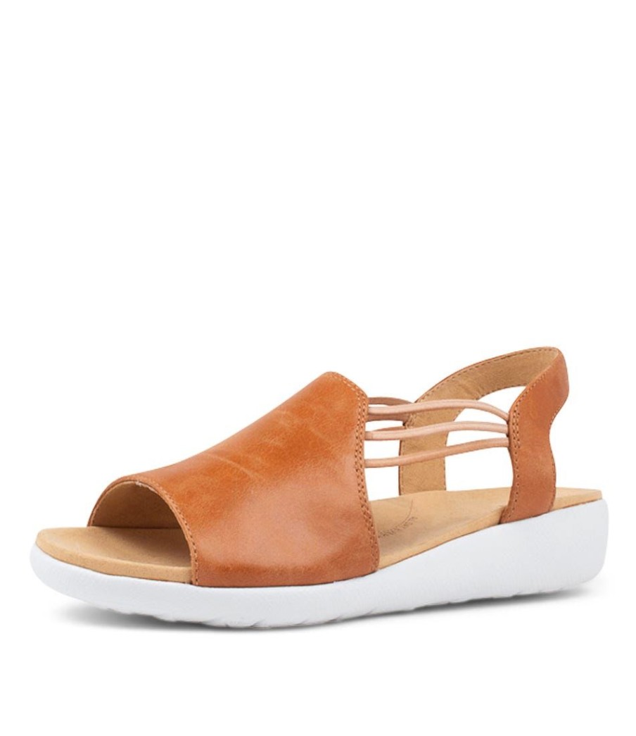 Shoes ZIERA | Udhays W Tan Leather Elastic Sandals