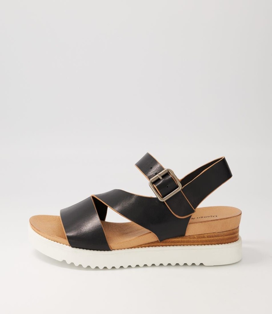 Shoes DJANGO & JULIETTE | Alisa Black Leather Sandals Ws