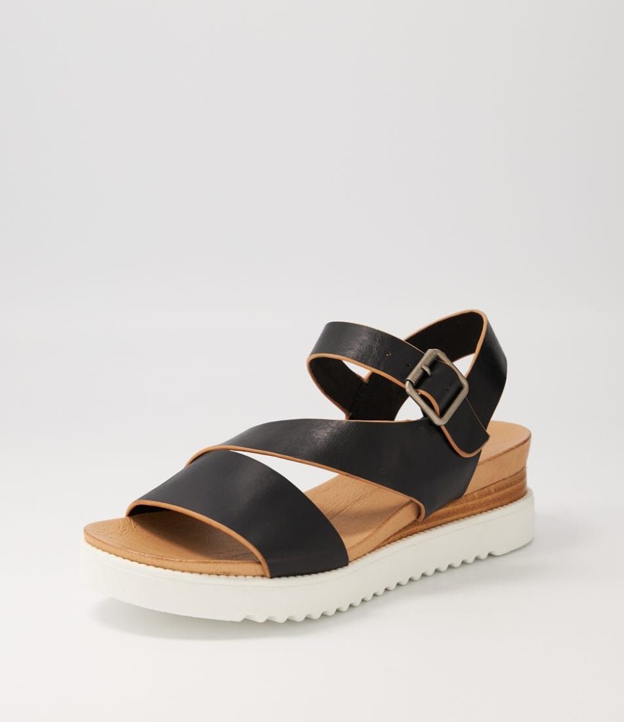 Shoes DJANGO & JULIETTE | Alisa Black Leather Sandals Ws