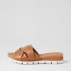 Shoes DJANGO & JULIETTE | Liike Dark Tan Leather Slides