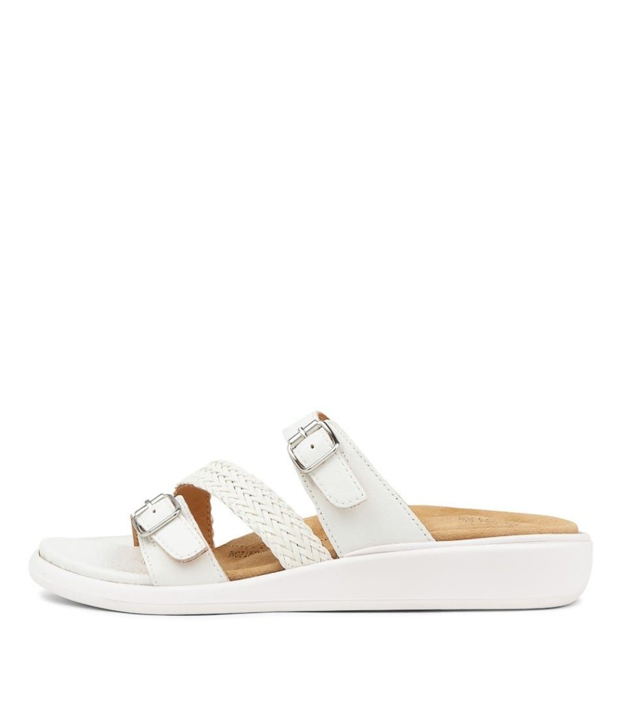 Shoes ZIERA | Ieanny W White Multi Leather Weave Slides