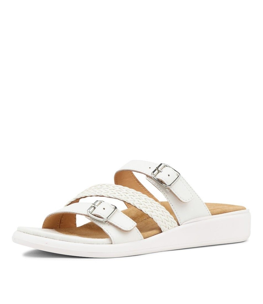 Shoes ZIERA | Ieanny W White Multi Leather Weave Slides