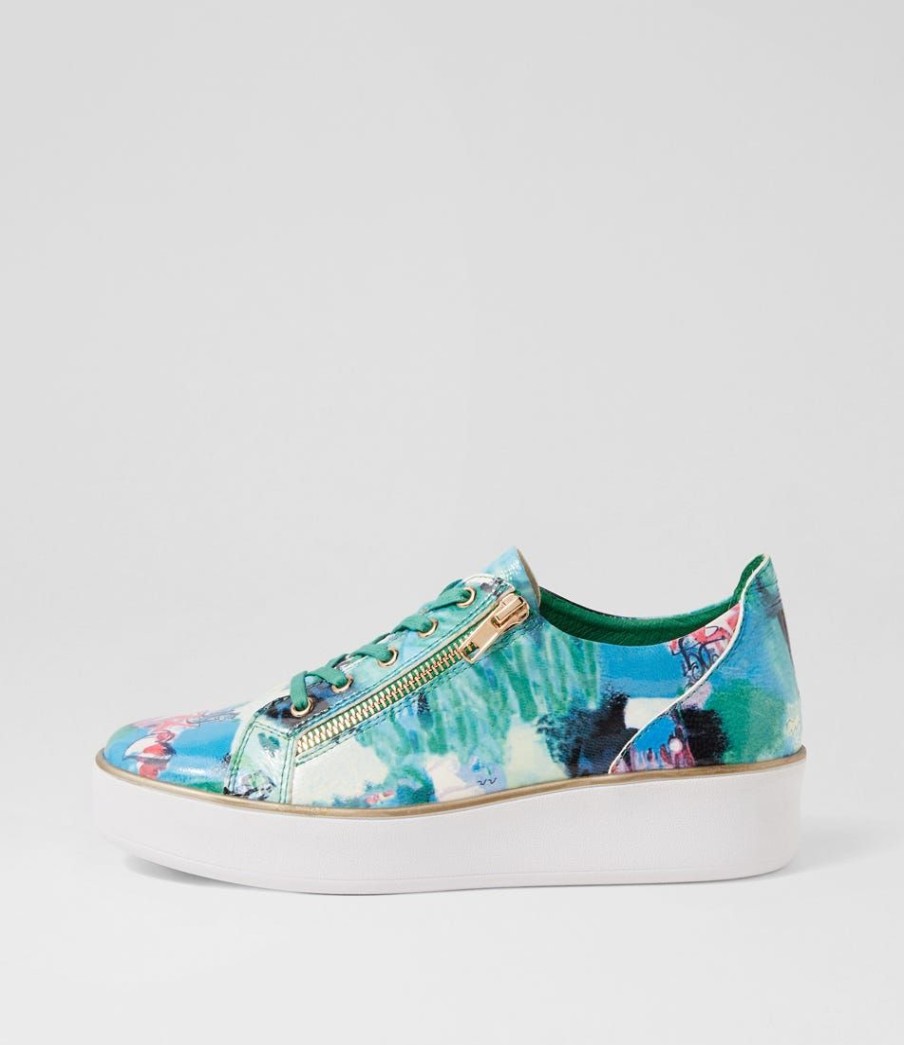 Shoes ZIERA | Zissy W Green Mix Patent Leather Sneakers