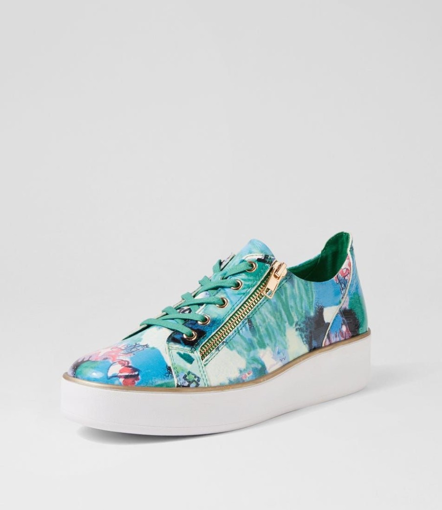 Shoes ZIERA | Zissy W Green Mix Patent Leather Sneakers