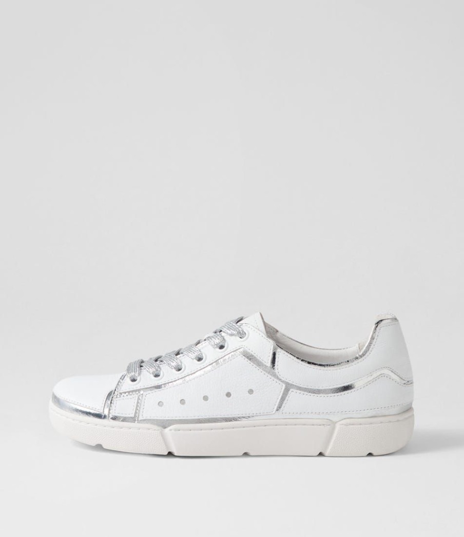 Shoes DJANGO & JULIETTE | Taviol White Silver Shine Multi Flat Shoes