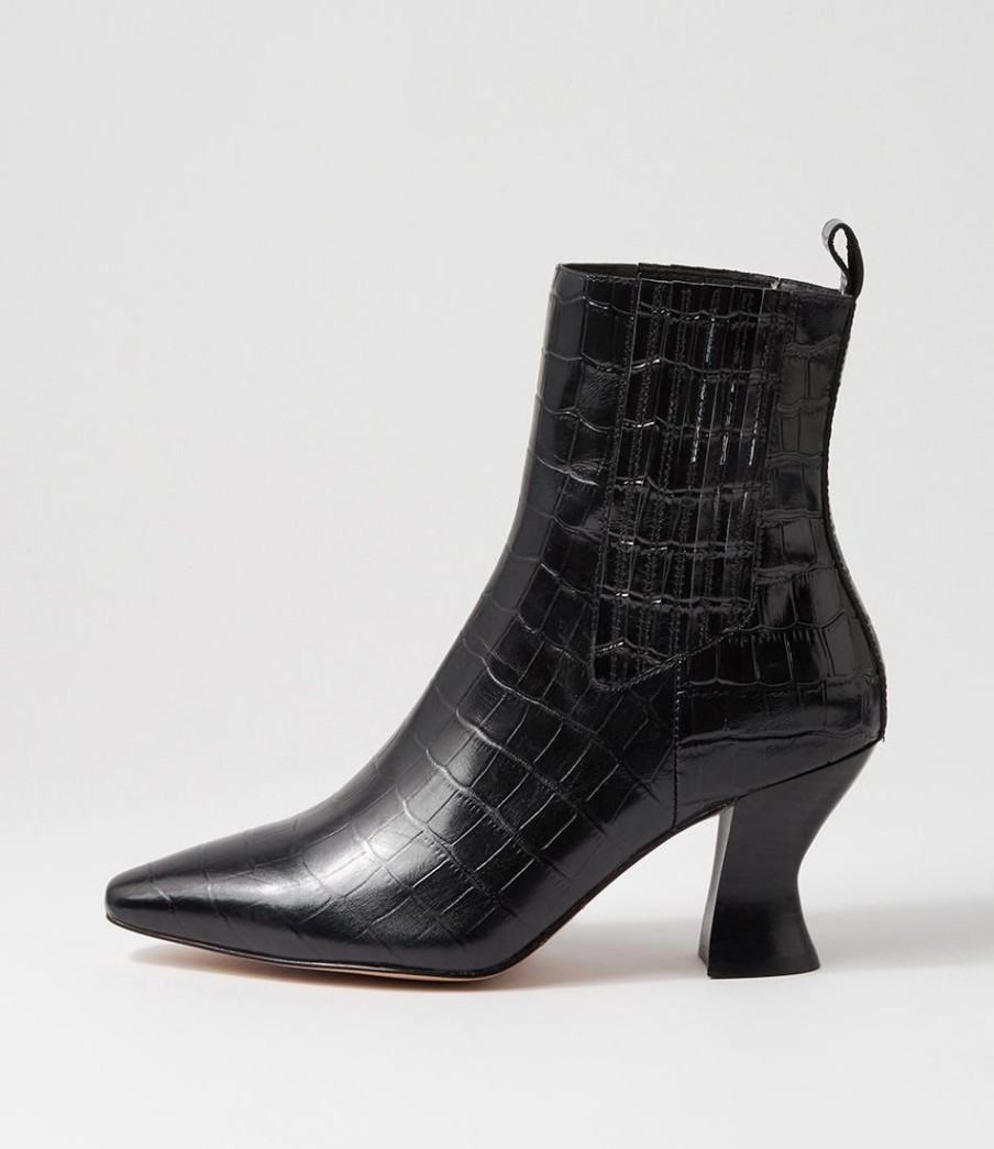 Shoes MOLLINI | Crazie Black Croc Leather Chelsea Boots