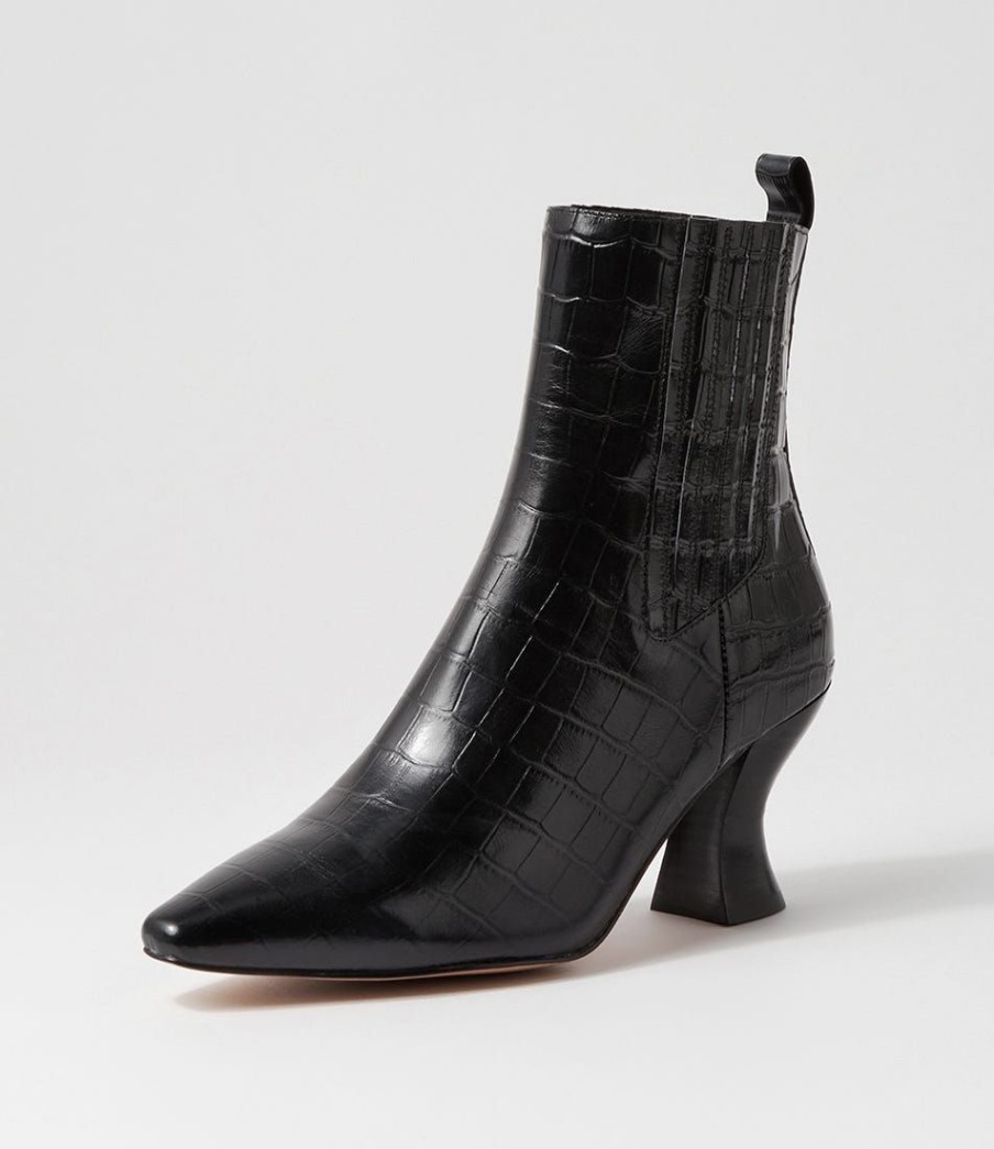 Shoes MOLLINI | Crazie Black Croc Leather Chelsea Boots