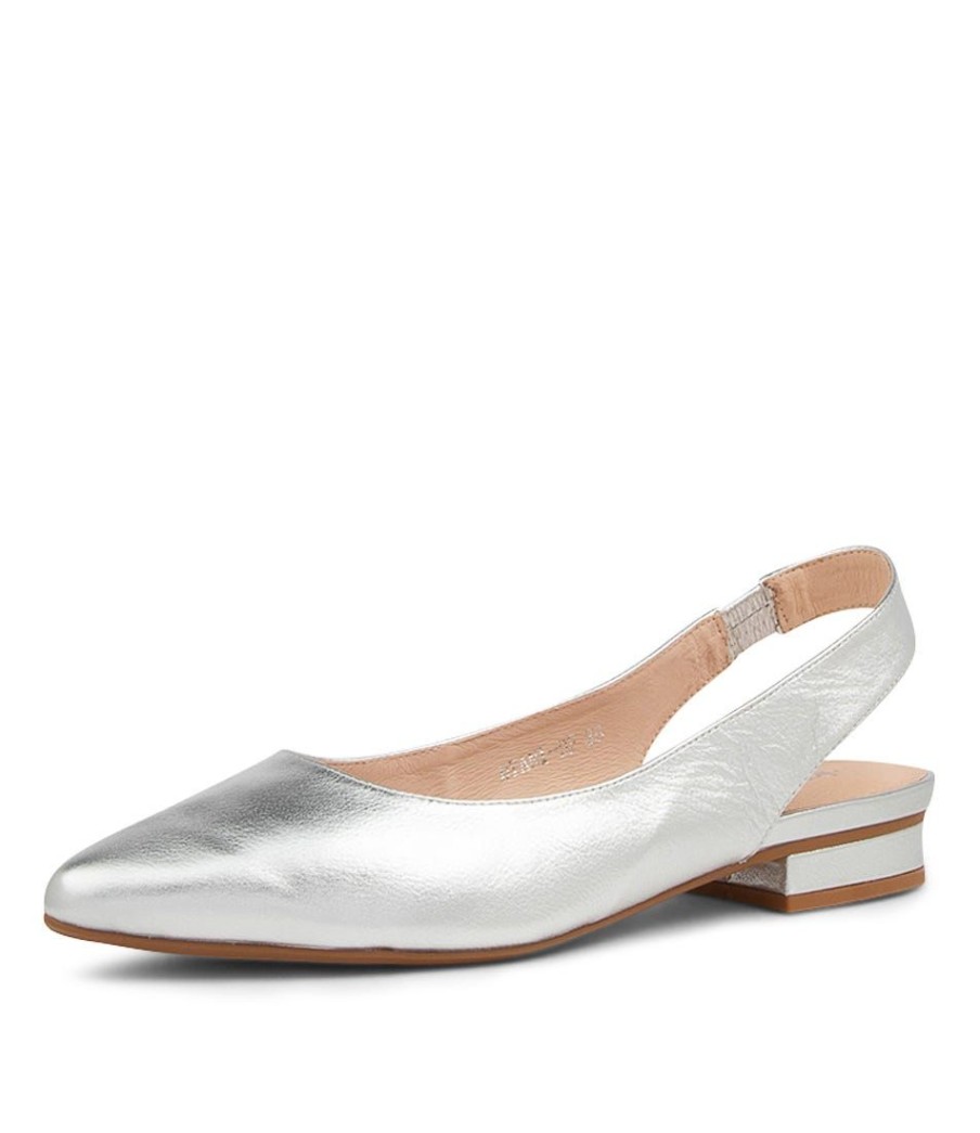 Shoes DIANA FERRARI | Dyani Silver Leather Flat Shoes