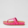 Shoes DJANGO & JULIETTE | Quell Hot Pink Silver Leather Thongs