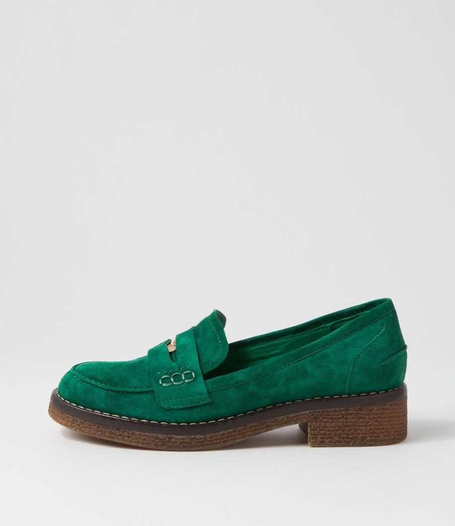 Shoes DJANGO & JULIETTE | Gulfa Dark Emerald Suede Loafers