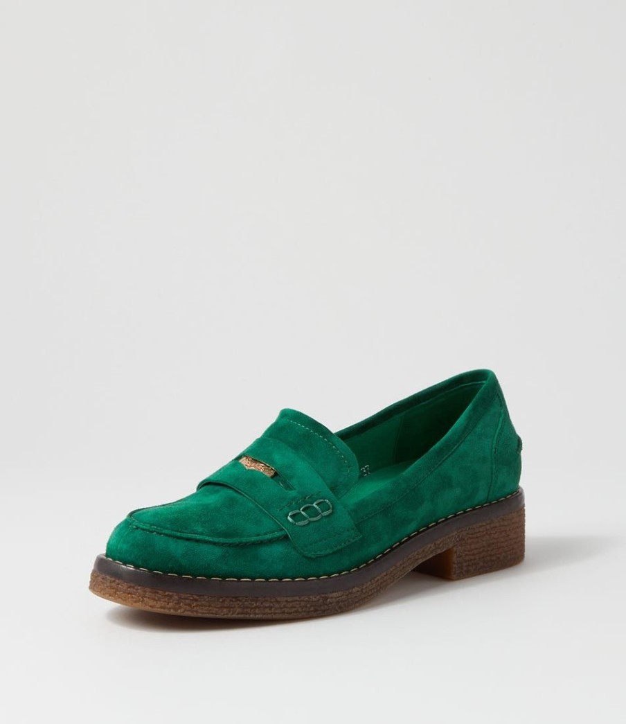 Shoes DJANGO & JULIETTE | Gulfa Dark Emerald Suede Loafers