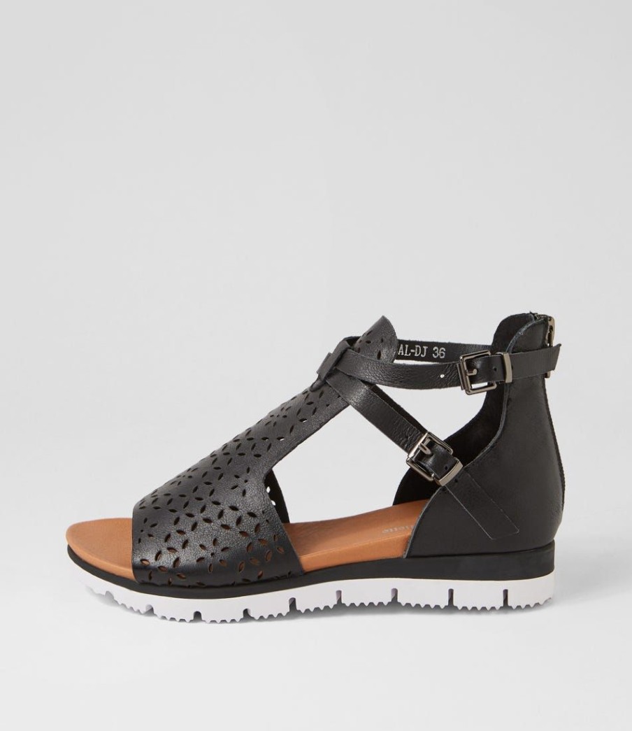 Shoes DJANGO & JULIETTE | Lopical Black White Leather Sandals