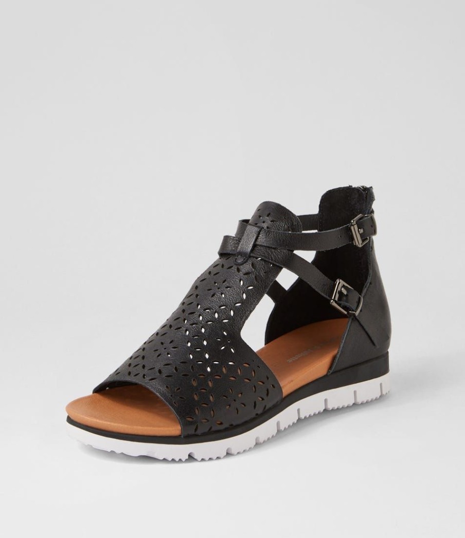 Shoes DJANGO & JULIETTE | Lopical Black White Leather Sandals