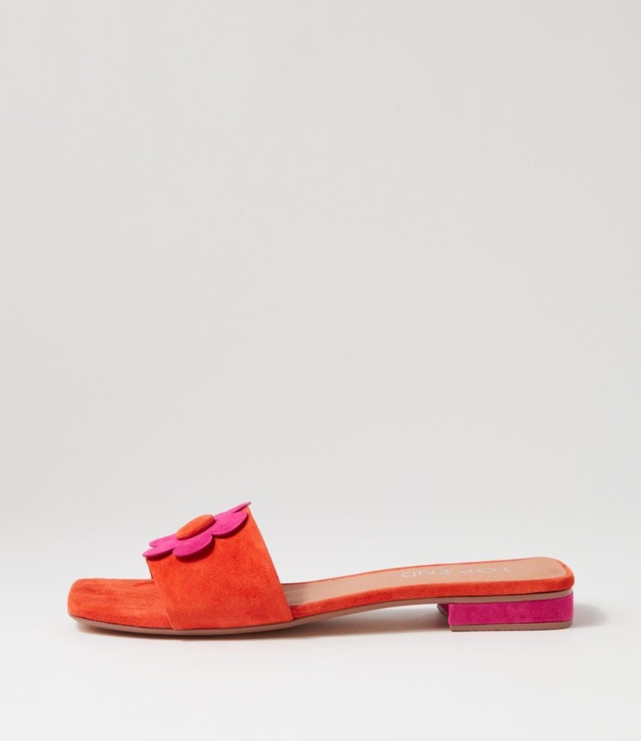 Shoes TOP END | Kossi Orange Fuchsia Suede Slides