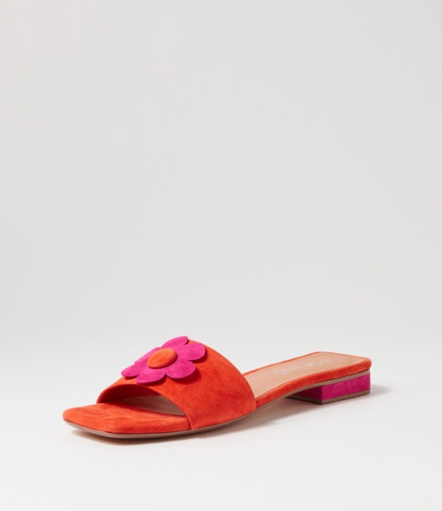 Shoes TOP END | Kossi Orange Fuchsia Suede Slides