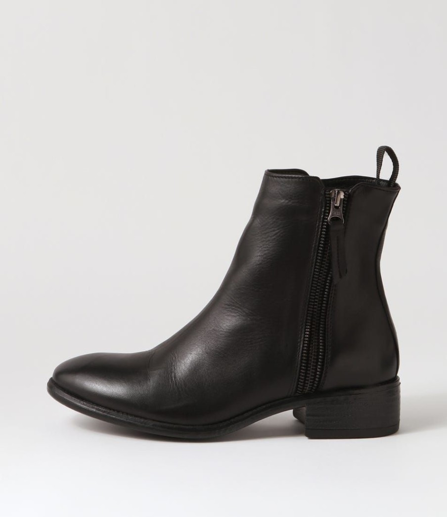 Shoes EOS | Celi Black Leather Ankle Boots