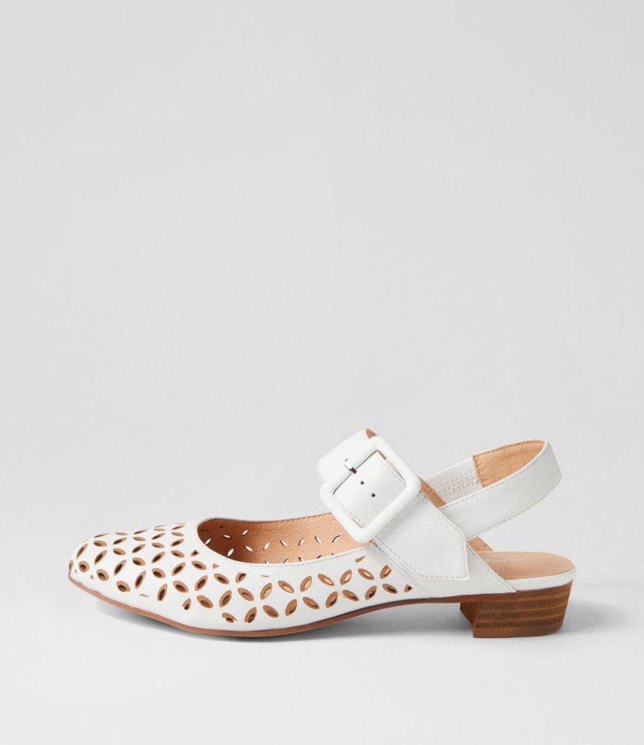 Shoes DJANGO & JULIETTE | Ekin White Tan Leather Flat Shoes