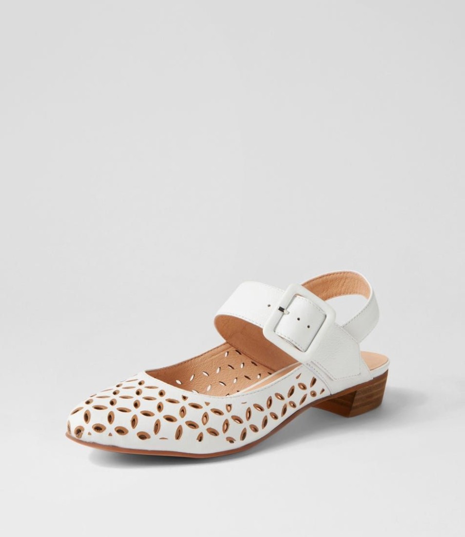 Shoes DJANGO & JULIETTE | Ekin White Tan Leather Flat Shoes