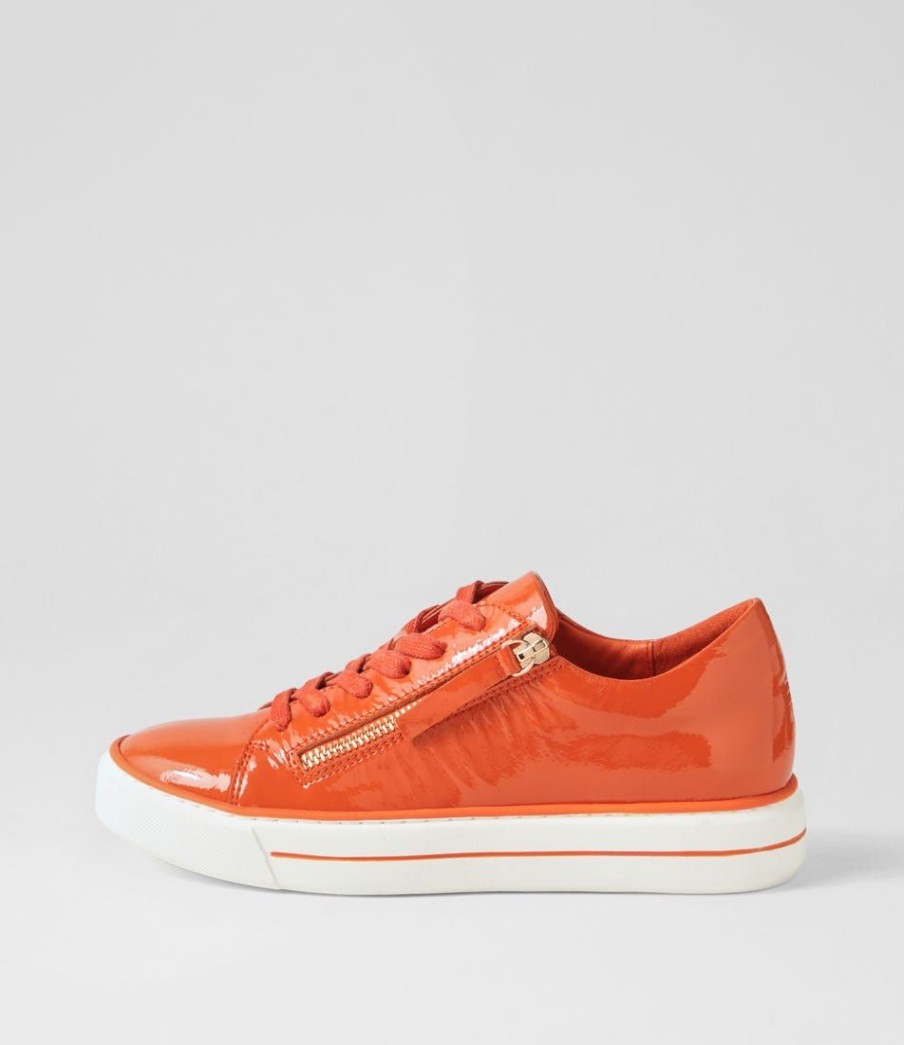 Shoes DJANGO & JULIETTE | Yuna Orange White Patent Leather Sneakers