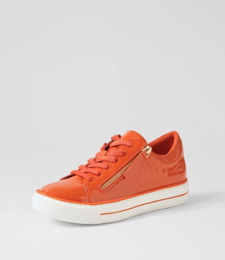 Shoes DJANGO & JULIETTE | Yuna Orange White Patent Leather Sneakers