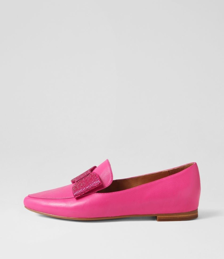 Shoes TOP END | Sanne Fuchsia Jewels Leather Loafers