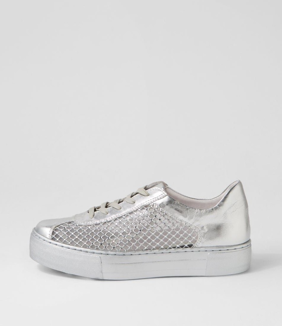 Shoes DJANGO & JULIETTE | Fabia Silver Jewels Leather Sneakers