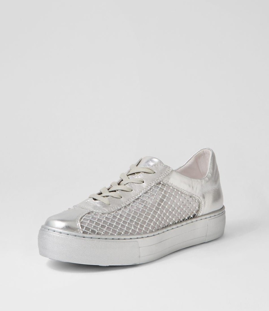 Shoes DJANGO & JULIETTE | Fabia Silver Jewels Leather Sneakers