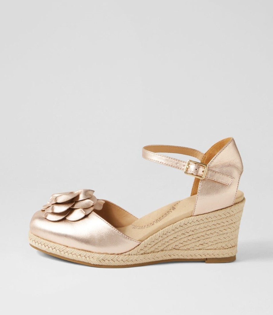 Shoes ZIERA | Adira W Pale Rose Gold Leather Wedges