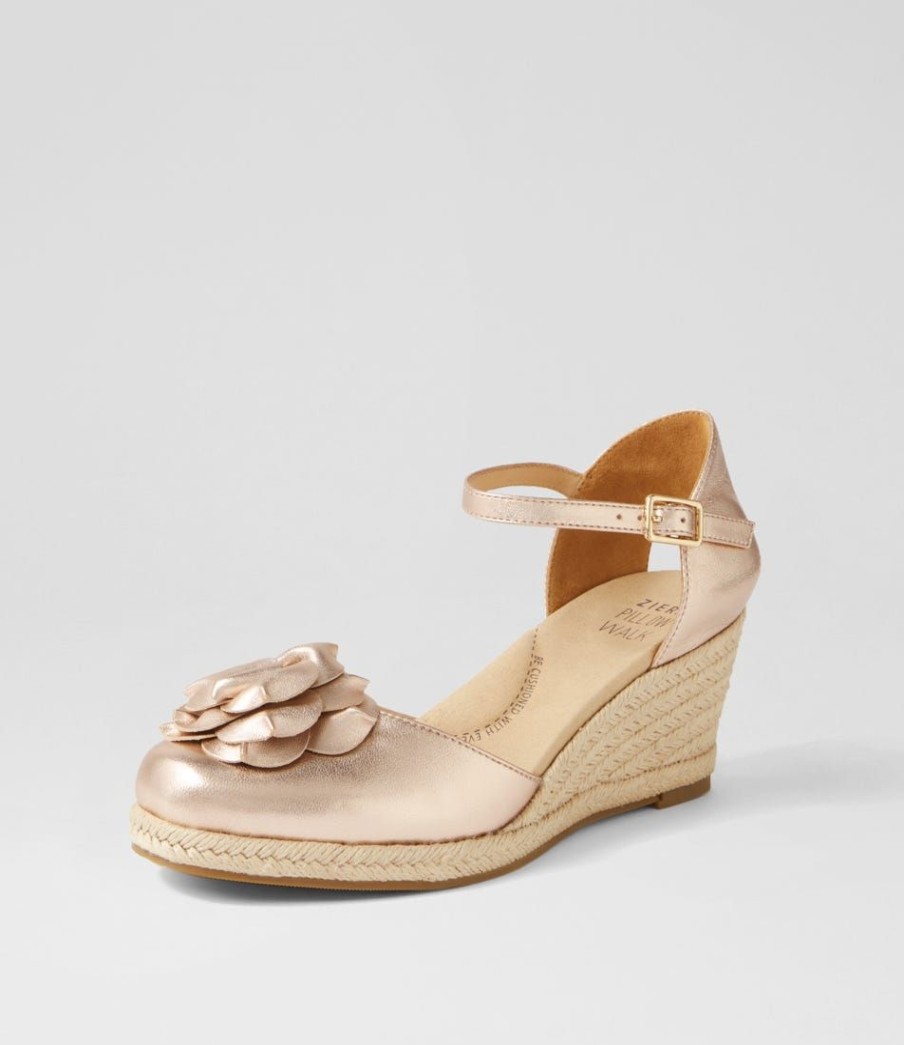 Shoes ZIERA | Adira W Pale Rose Gold Leather Wedges