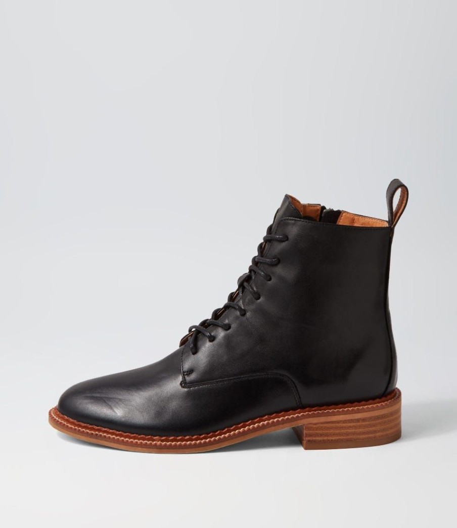 Shoes EOS | Karma Black Leather Lace Up Boots