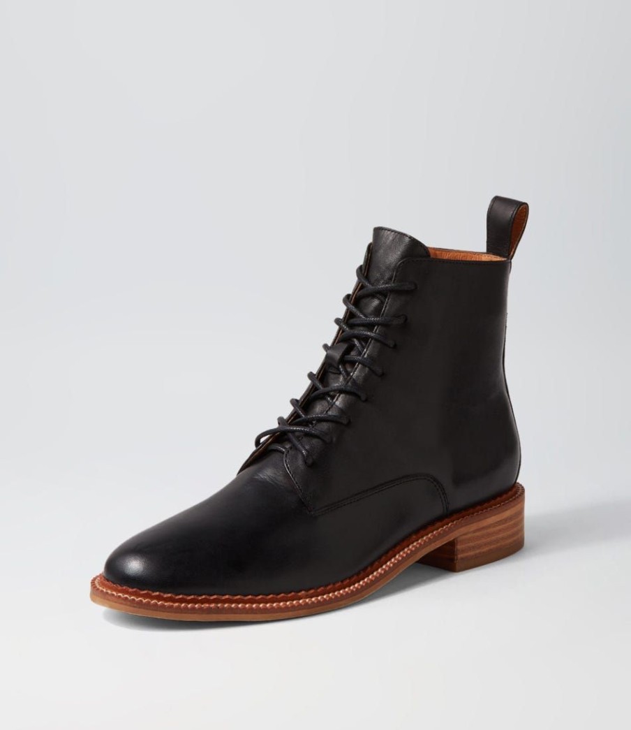 Shoes EOS | Karma Black Leather Lace Up Boots