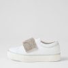 Shoes DJANGO & JULIETTE | Flitter White Silver Leather Jewels Sneakers