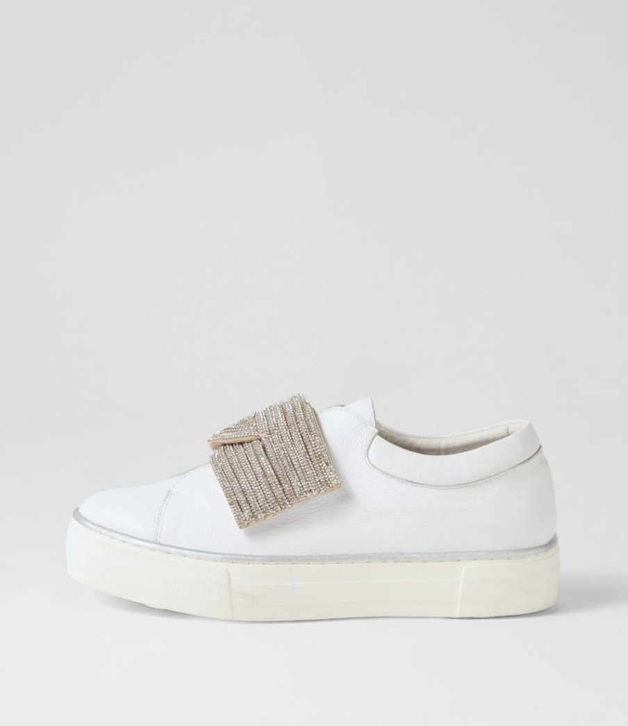 Shoes DJANGO & JULIETTE | Flitter White Silver Leather Jewels Sneakers