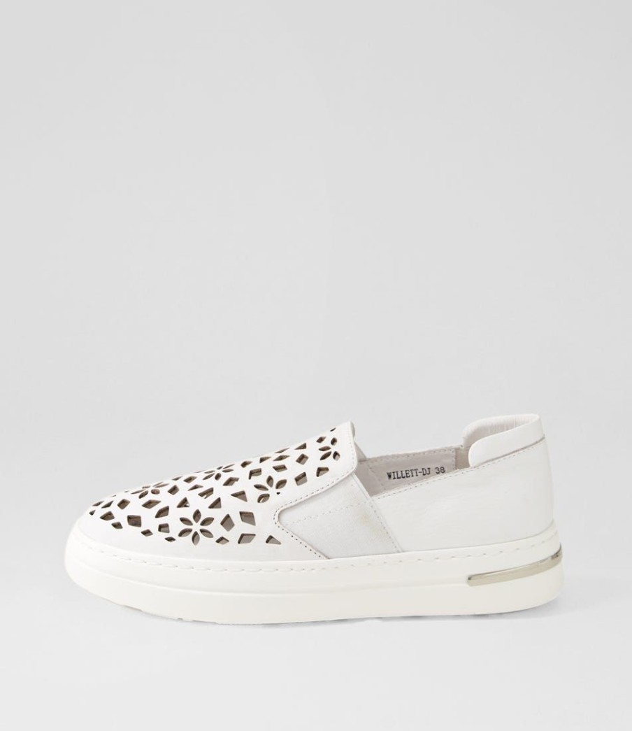 Shoes DJANGO & JULIETTE | Willett White Leather Elastic Sneakers