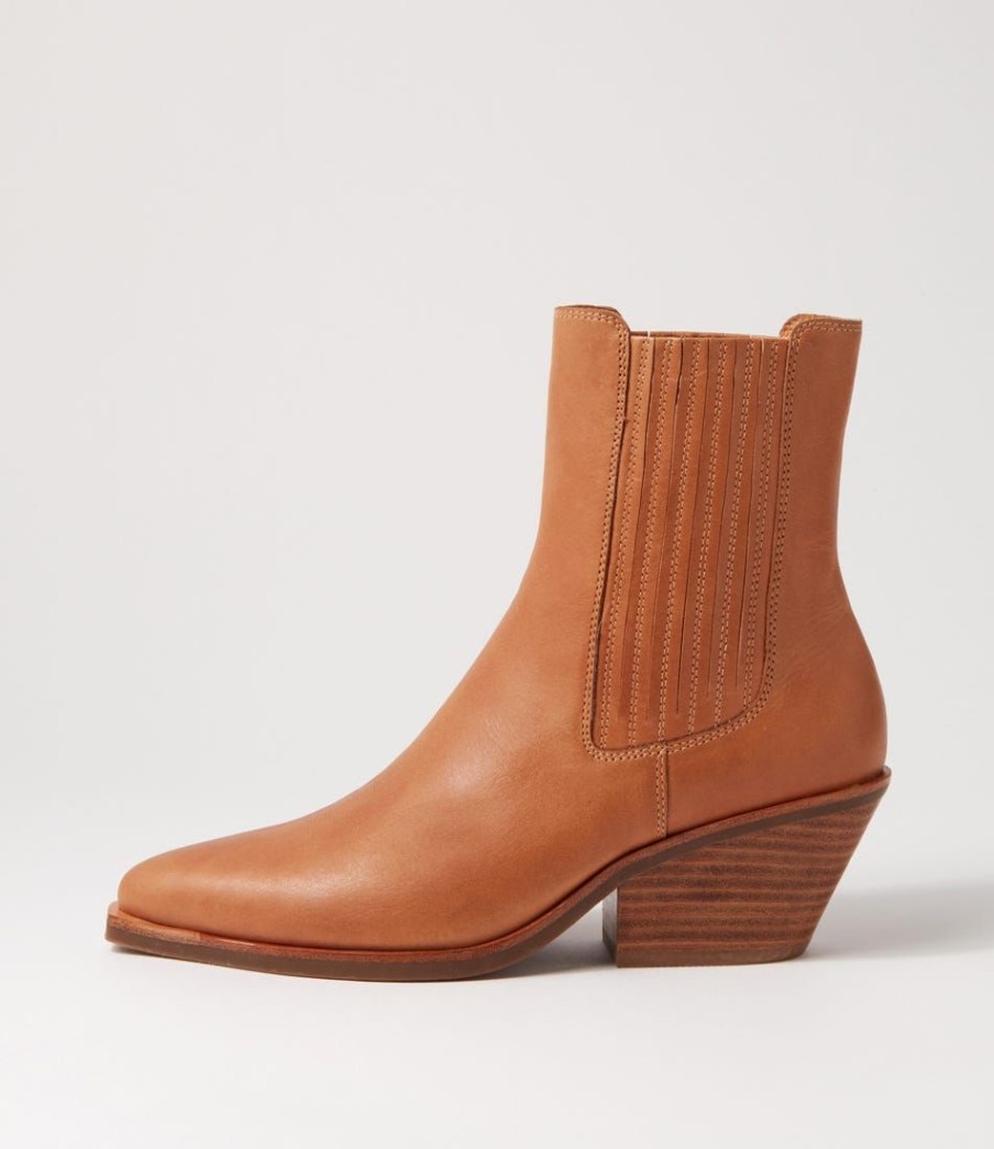 Shoes MOLLINI | Rowe Tan Natural Heel Leather Ankle Boots