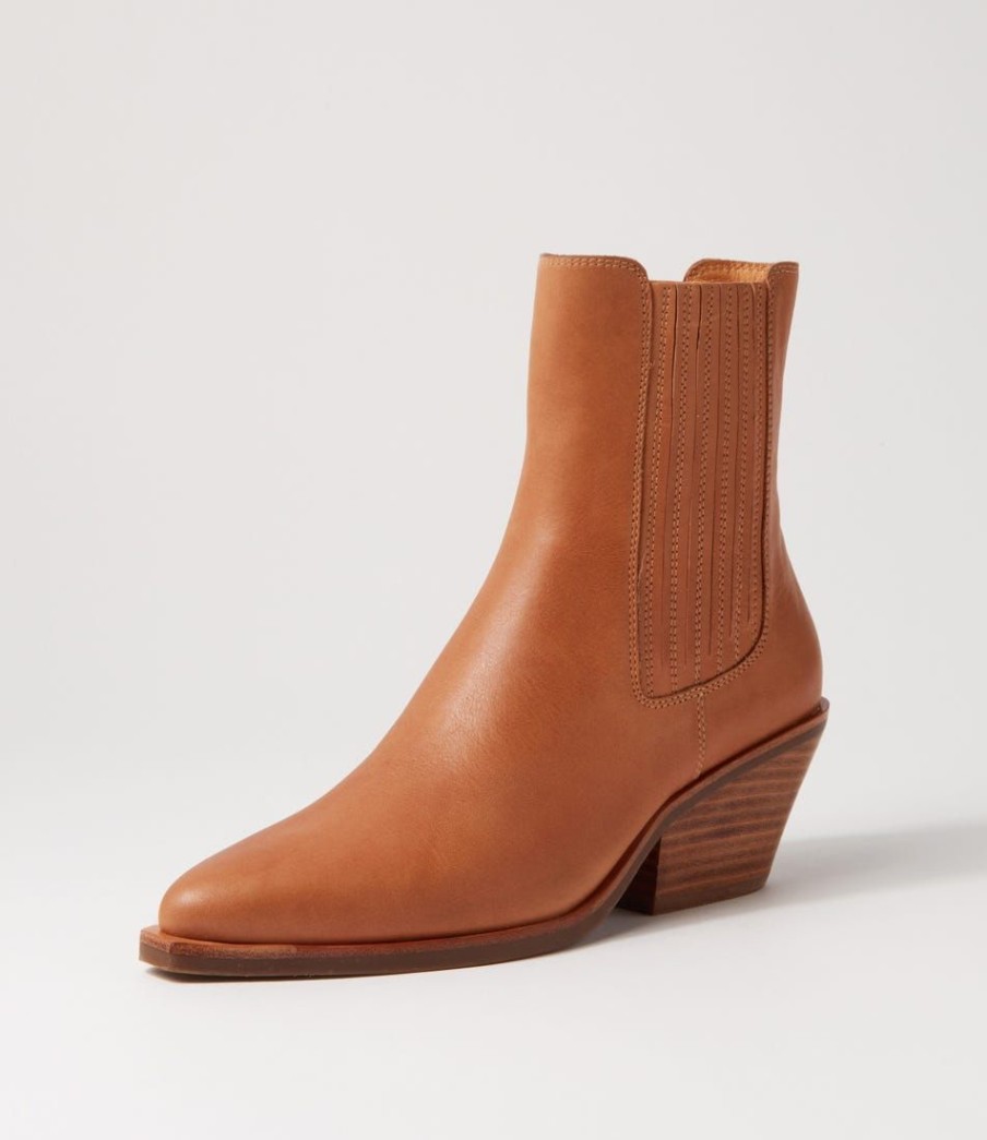 Shoes MOLLINI | Rowe Tan Natural Heel Leather Ankle Boots