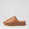 Shoes DJANGO & JULIETTE | Waidest Dark Tan Leather Slides