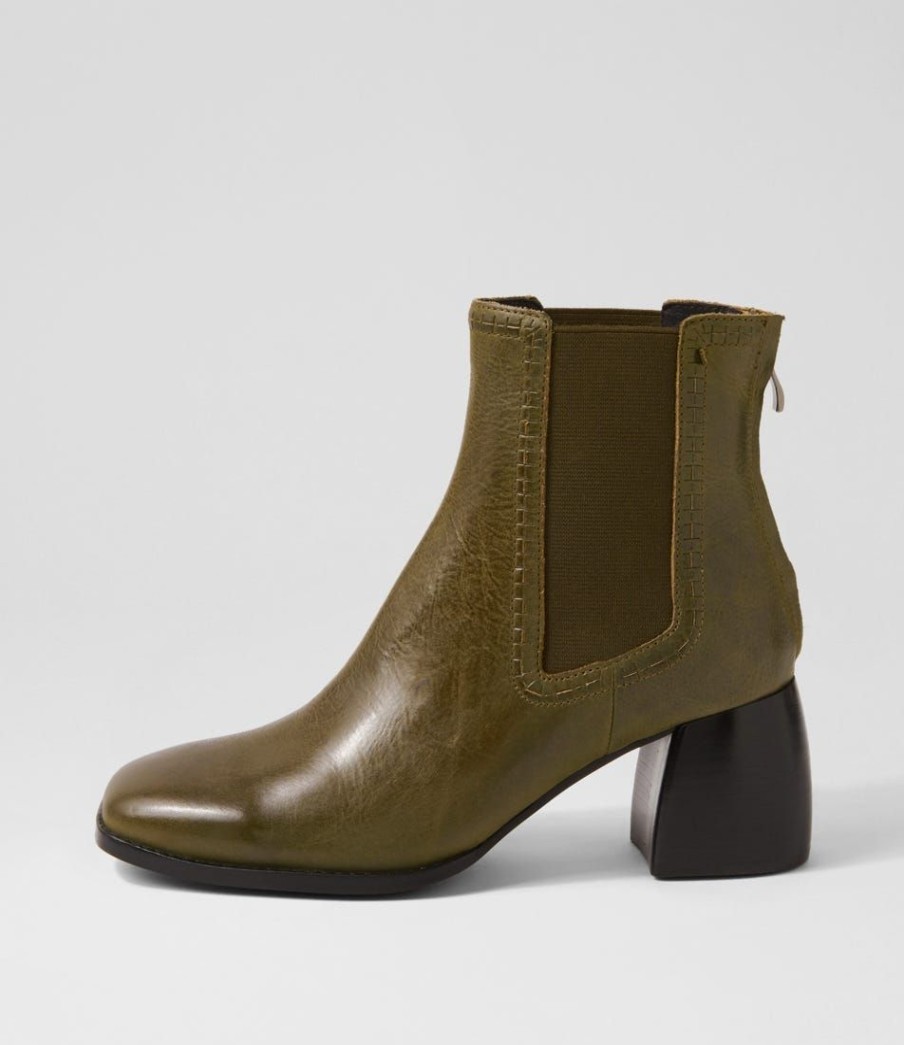 Shoes MOLLINI | Played Deep Green Black Leather Ankle Boots