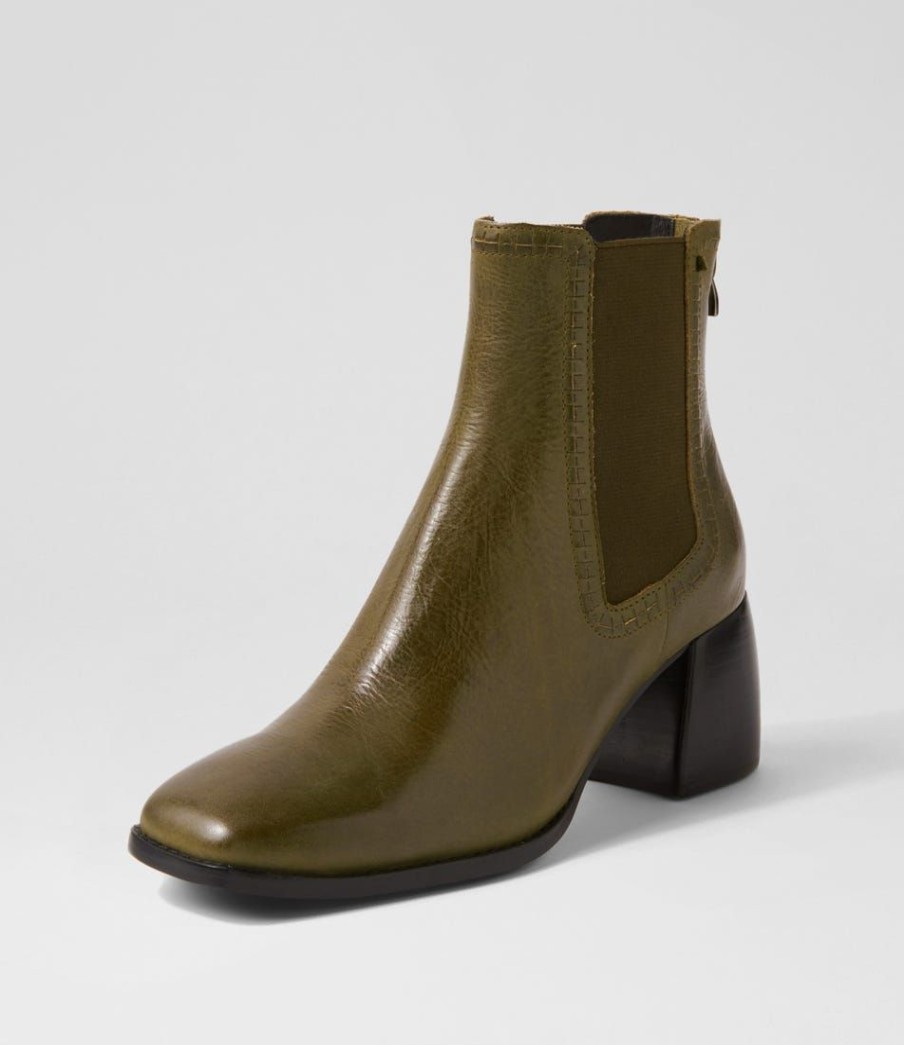 Shoes MOLLINI | Played Deep Green Black Leather Ankle Boots