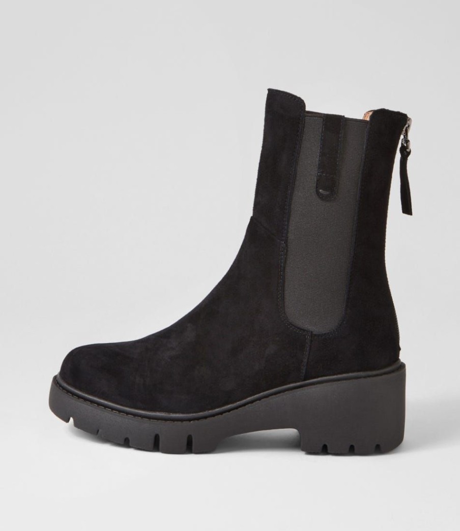 Shoes DJANGO & JULIETTE | Unita Black Suede Chelsea Boots