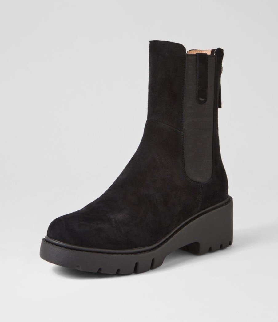 Shoes DJANGO & JULIETTE | Unita Black Suede Chelsea Boots