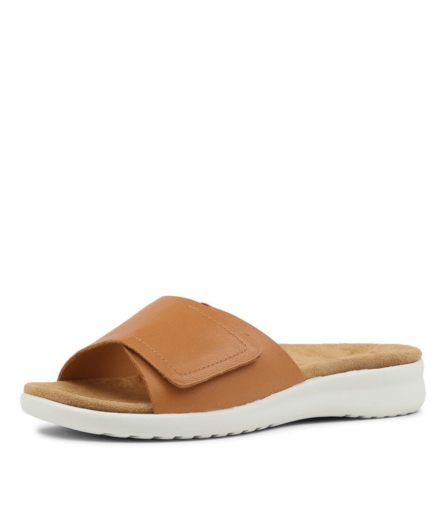 Shoes ZIERA | Barlad Xw Tan Leather Slides Ws