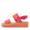 Shoes DJANGO & JULIETTE | Acke Bright Orange Fuchsia Leather Sandals